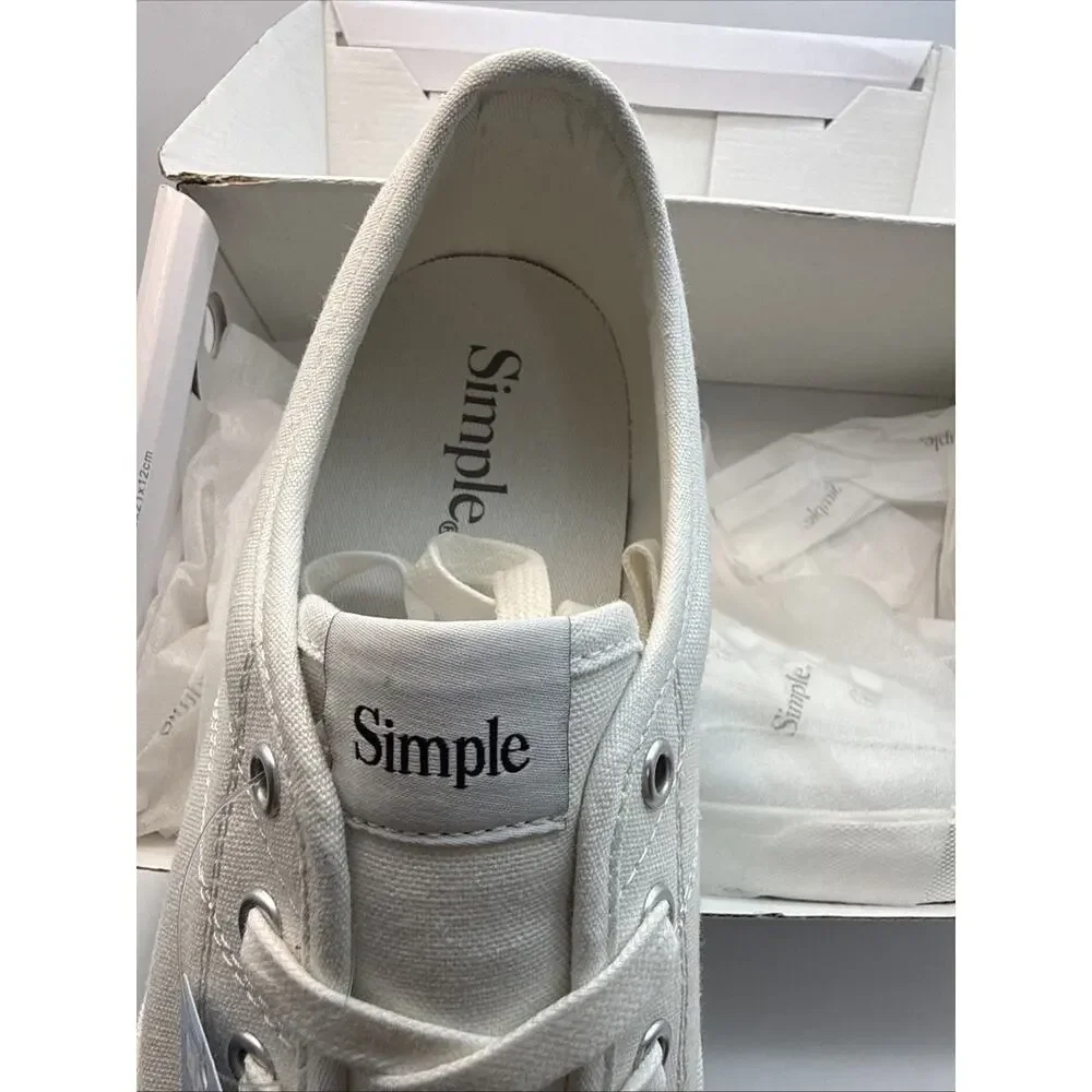 Simple Shoes S1 Organic Cotton Canvas Trainers White/White M12/W14